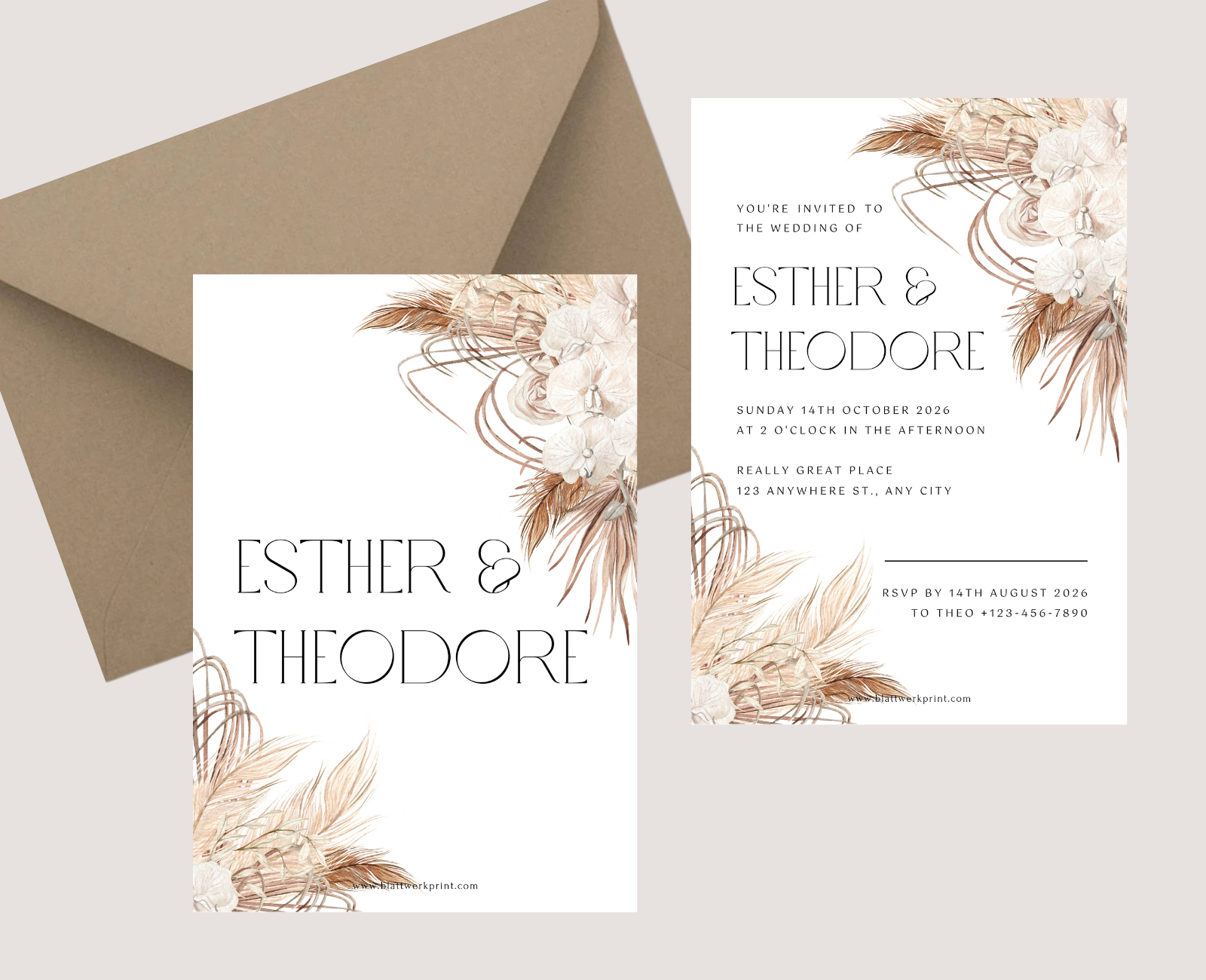 Neutral Brown Boho Flowers