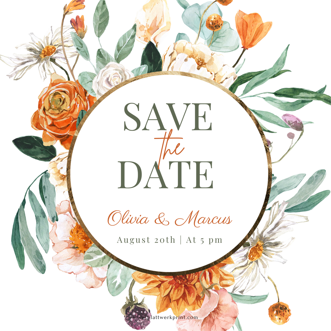 Orange Watercolor Floral