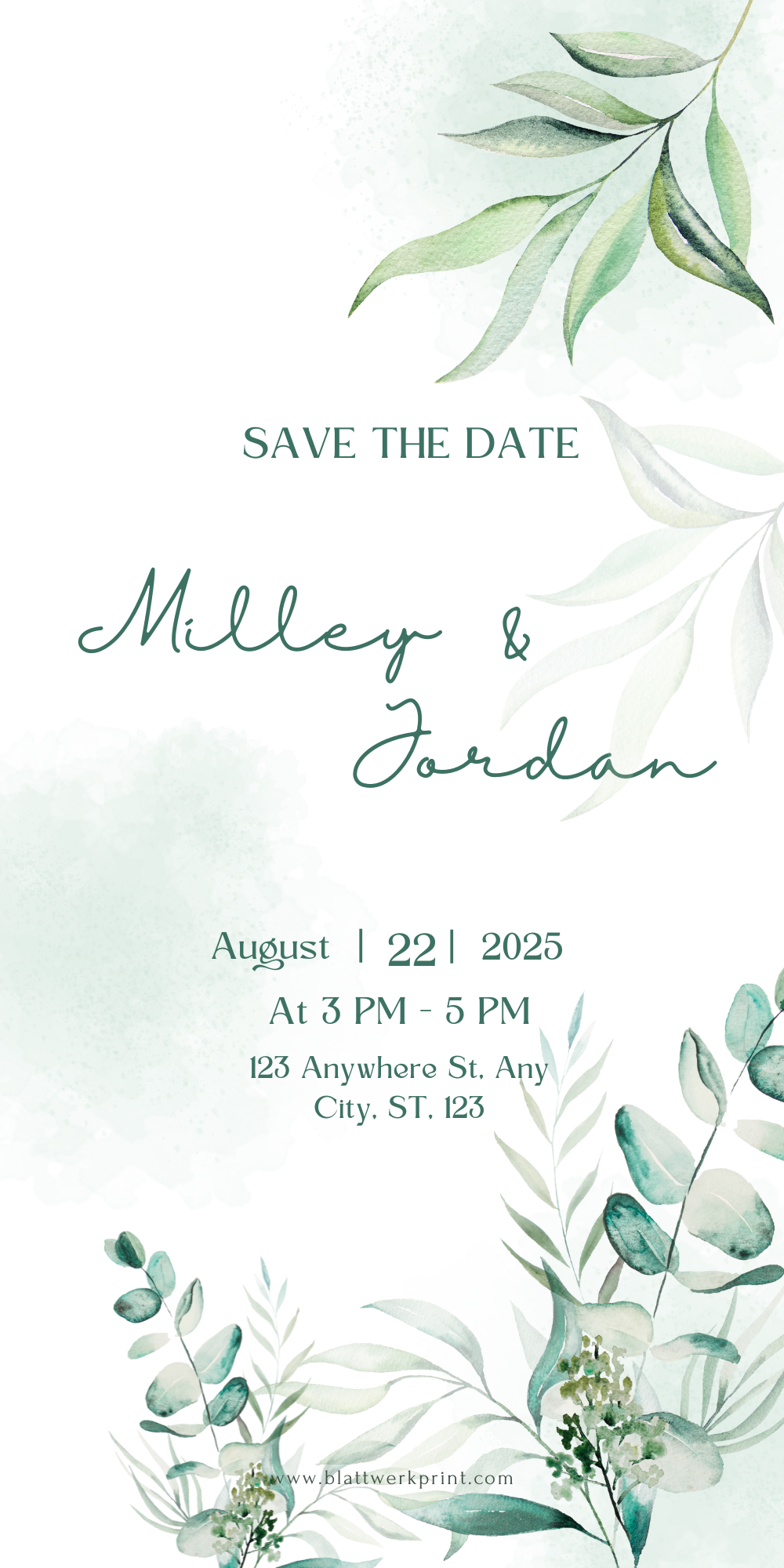 White and Green Watercolor Floral