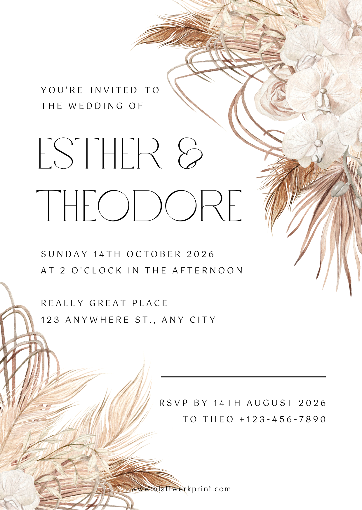 Neutral Brown Boho Flowers