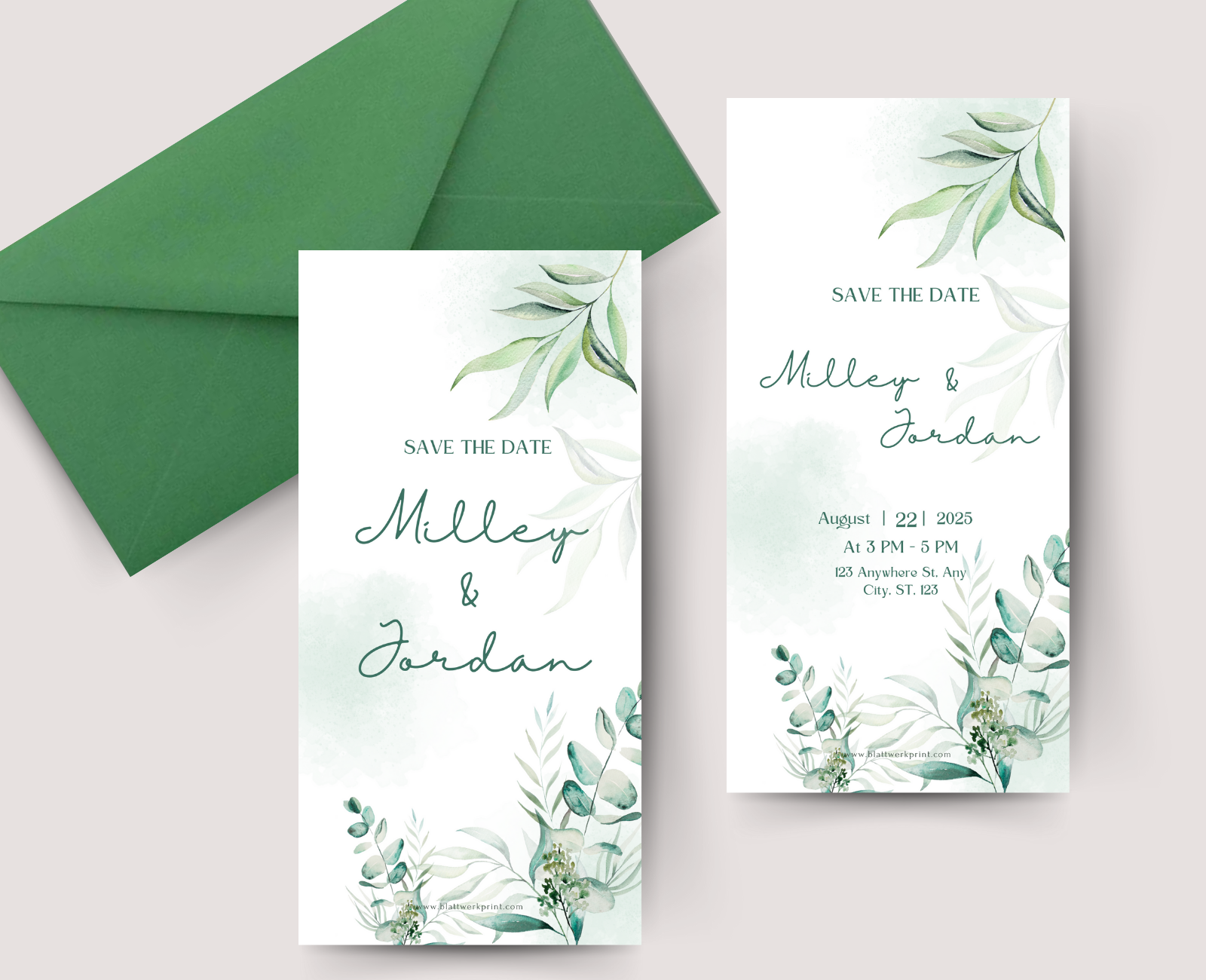 White and Green Watercolor Floral