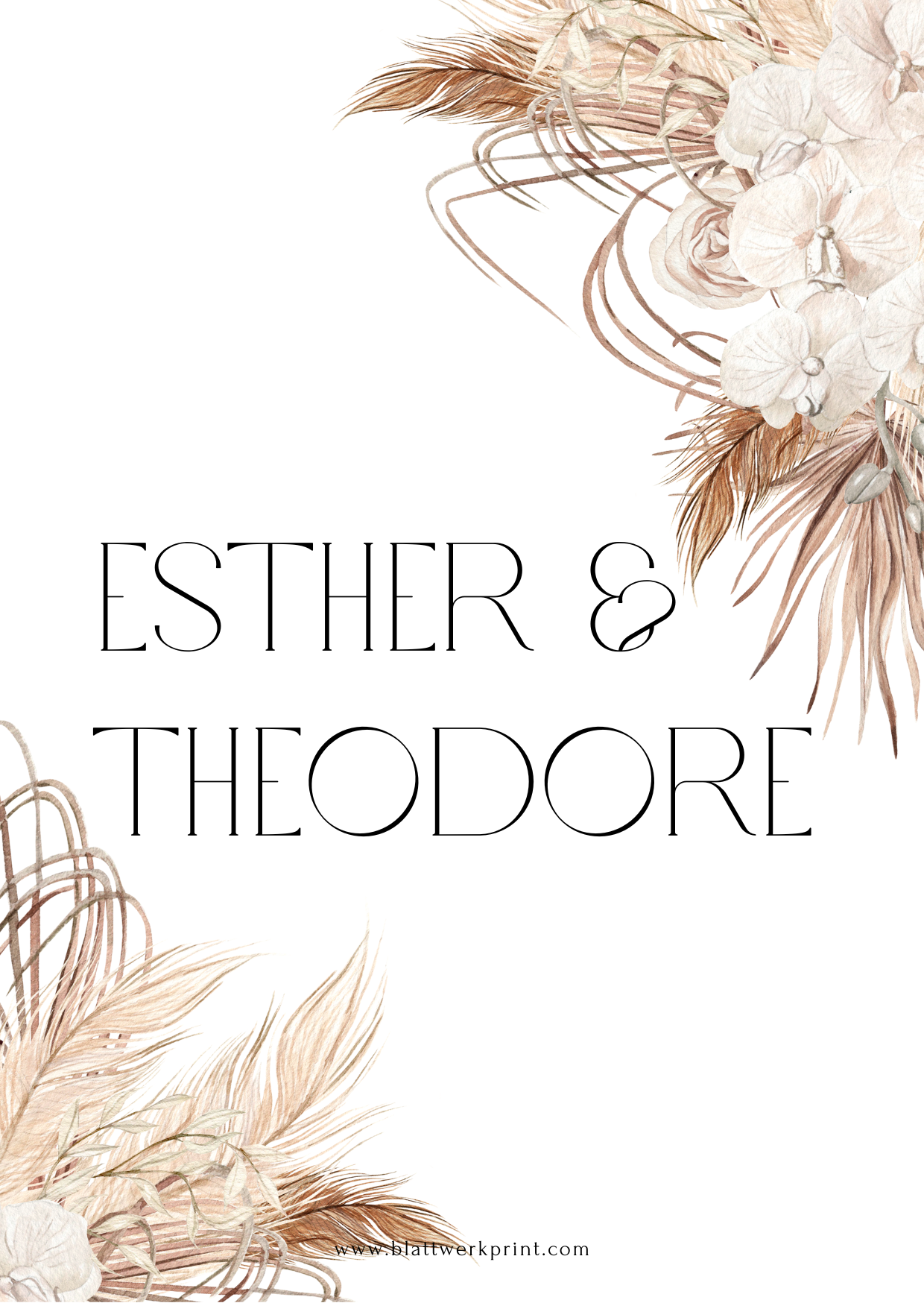 Neutral Brown Boho Flowers