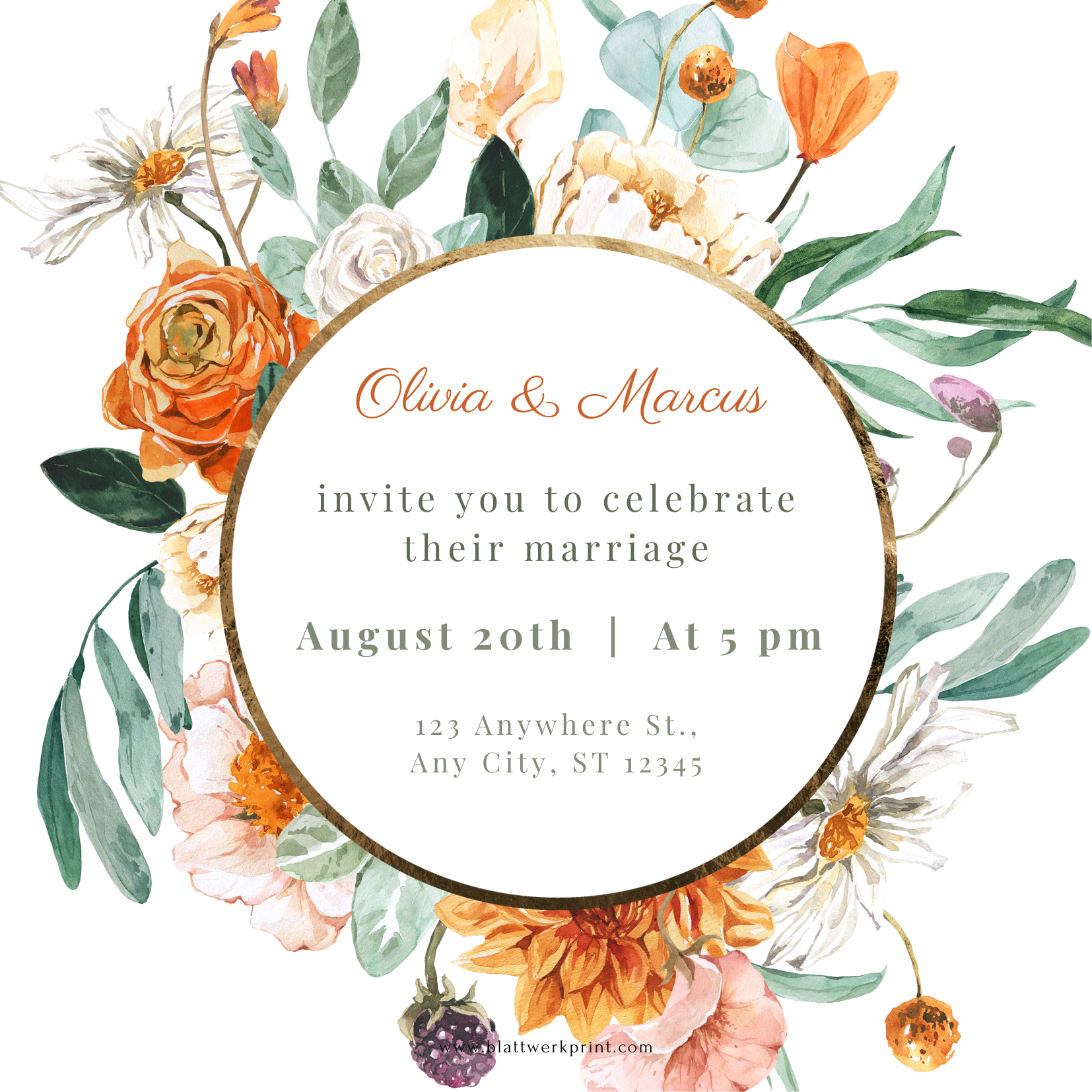 Orange Watercolor Floral