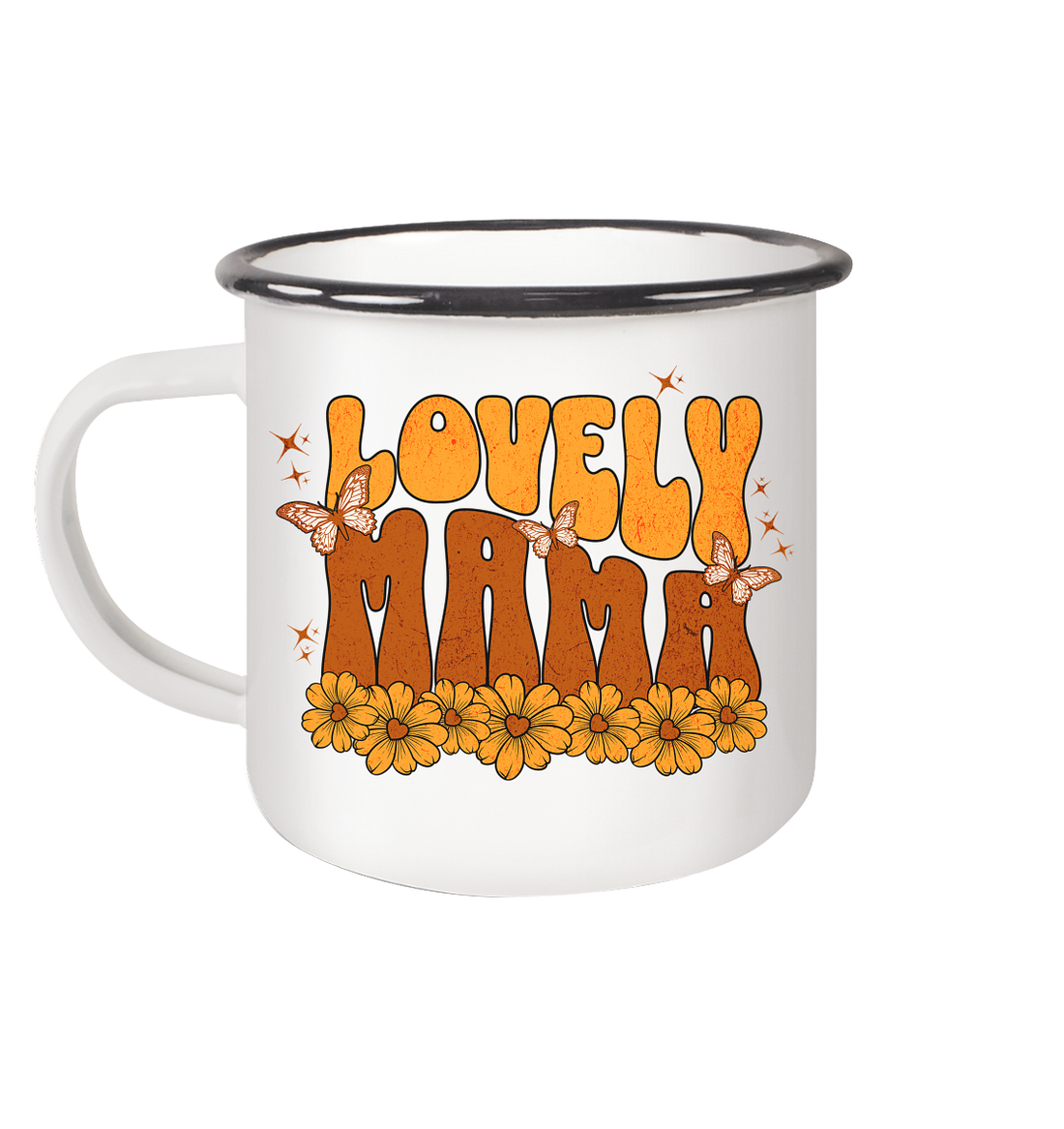 Lovely Mama - Emaille Tasse (Black)