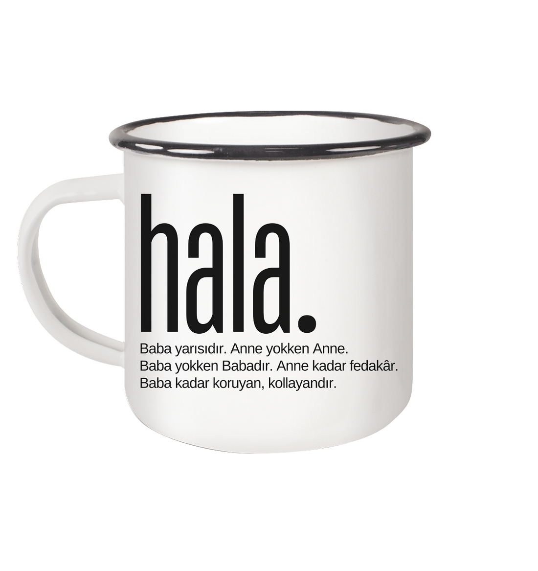 hala. - Emaille Tasse (Black)