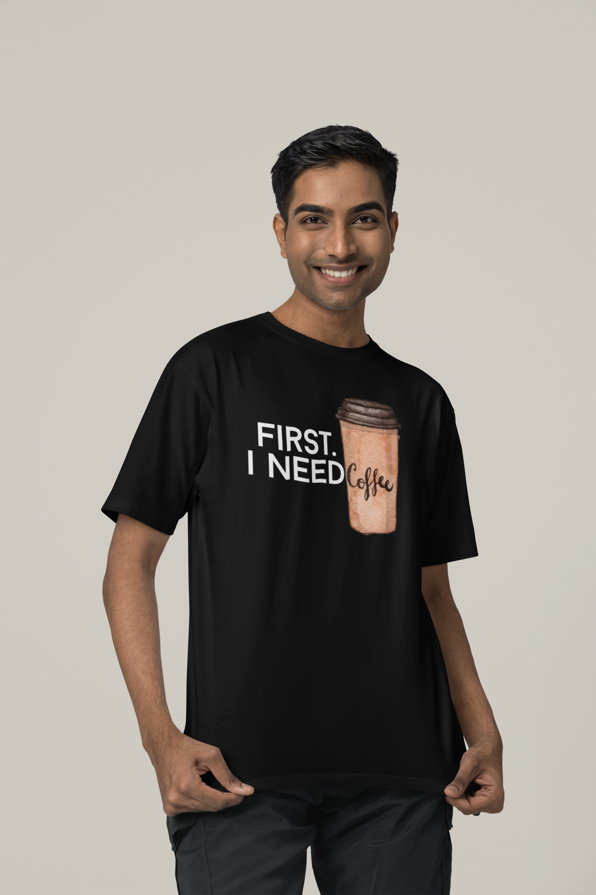First. I need Coffee - Oversized Unisex T-Shirt