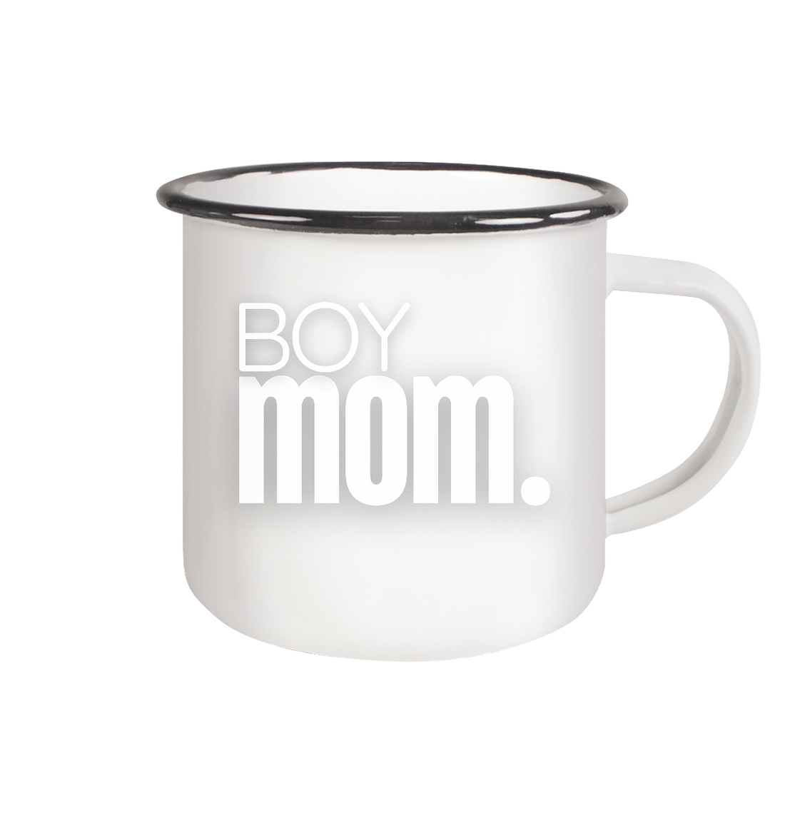 Boy mom - Emaille Tasse (Black)