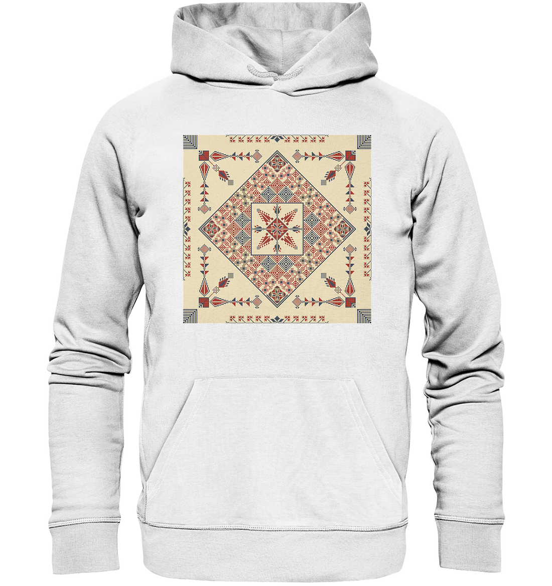 Natural and Red Pattern - Organic Hoodie