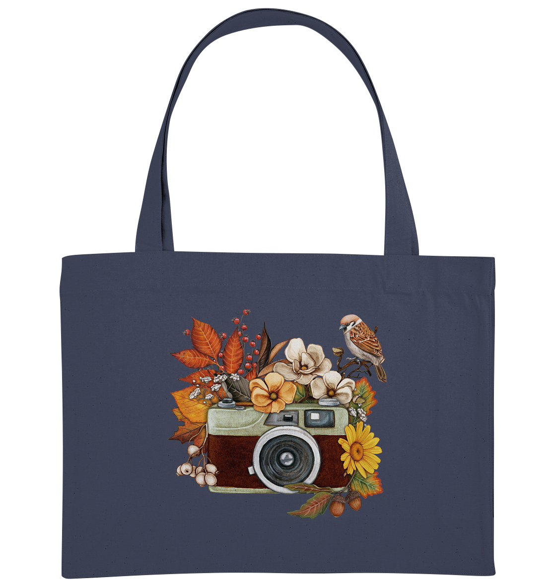 Watercolor Camera Flower Red - Organic Shopping-Bag