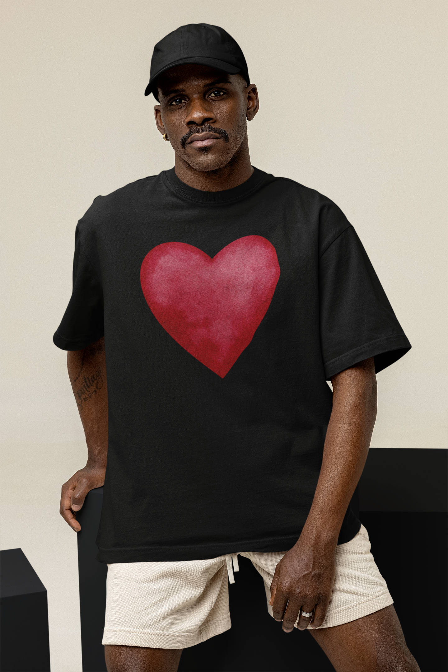 Watercolor red heart - Oversized Unisex T-Shirt