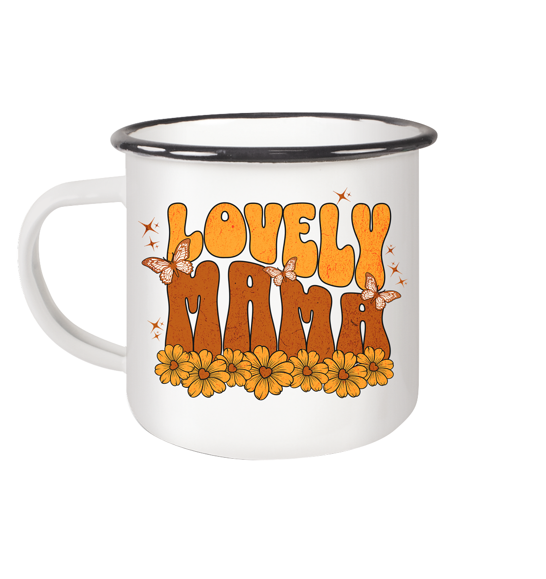 Lovely Mama - Emaille Tasse (Black)