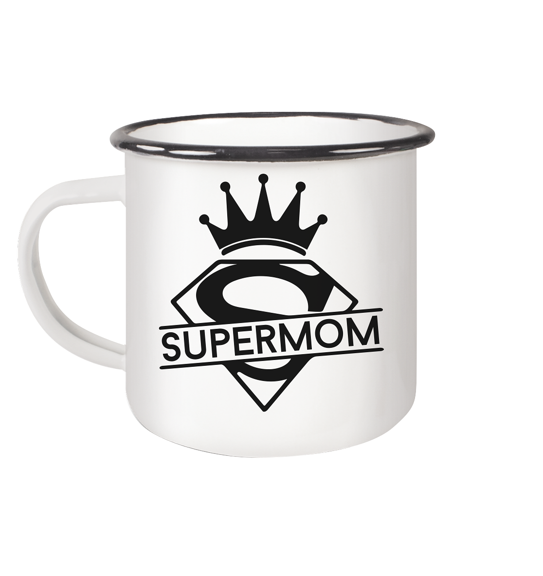 Supermom - Emaille Tasse (Black)