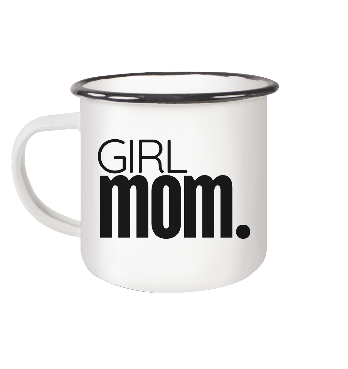 Girl mom - Emaille Tasse (Black)