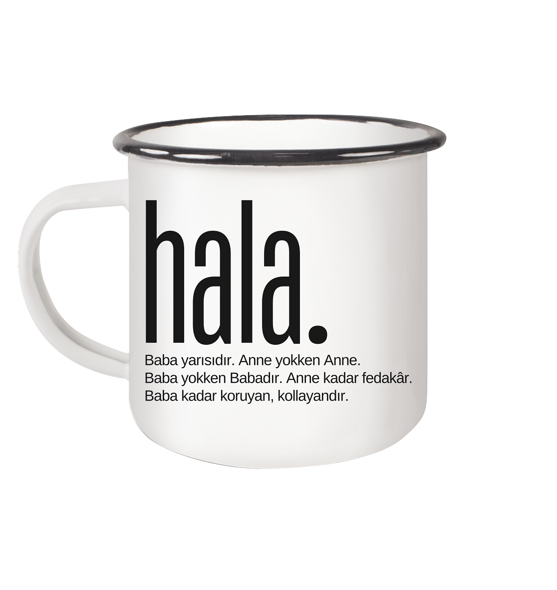 hala. - Emaille Tasse (Black)