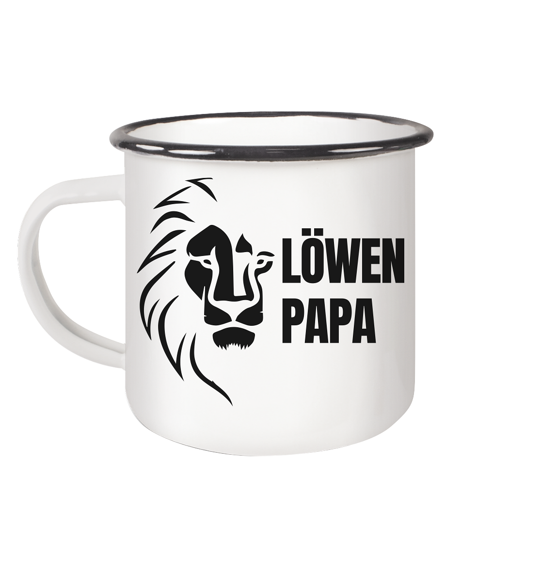 Löwen Papa - Emaille Tasse (Black)