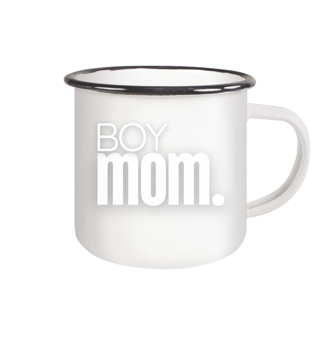 Boy mom - Emaille Tasse (Black)