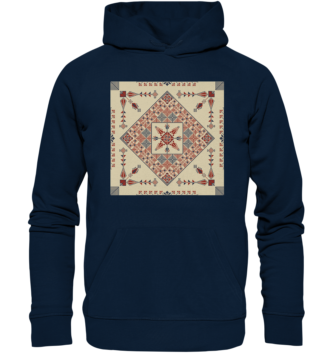 Natural and Red Pattern - Organic Hoodie