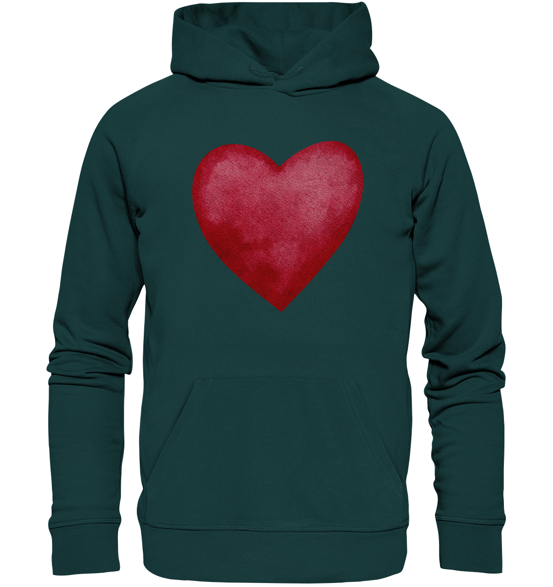 Watercolor red heart - Organic Hoodie