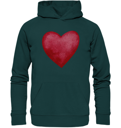 Watercolor red heart - Organic Hoodie