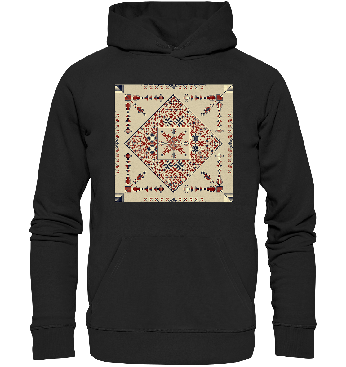 Natural and Red Pattern - Organic Hoodie