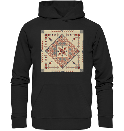 Natural and Red Pattern - Organic Hoodie