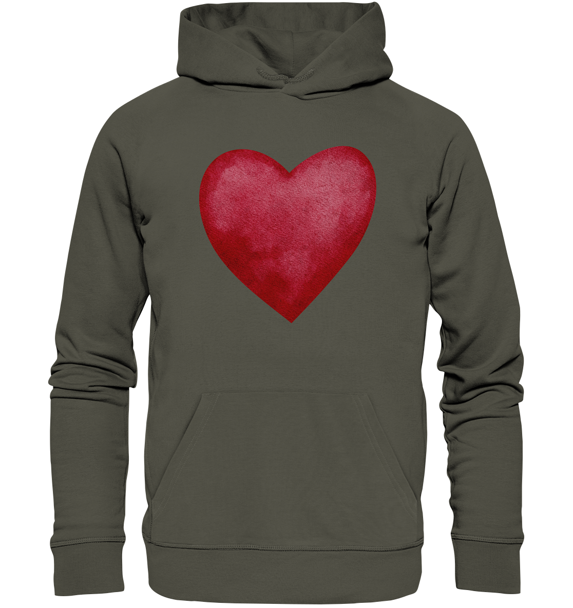 Watercolor red heart - Organic Hoodie