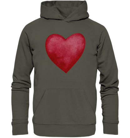 Watercolor red heart - Organic Hoodie