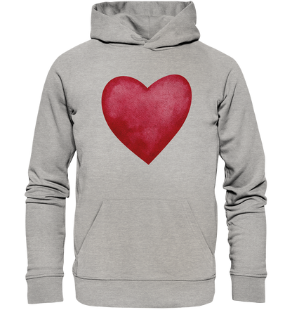 Watercolor red heart - Organic Hoodie