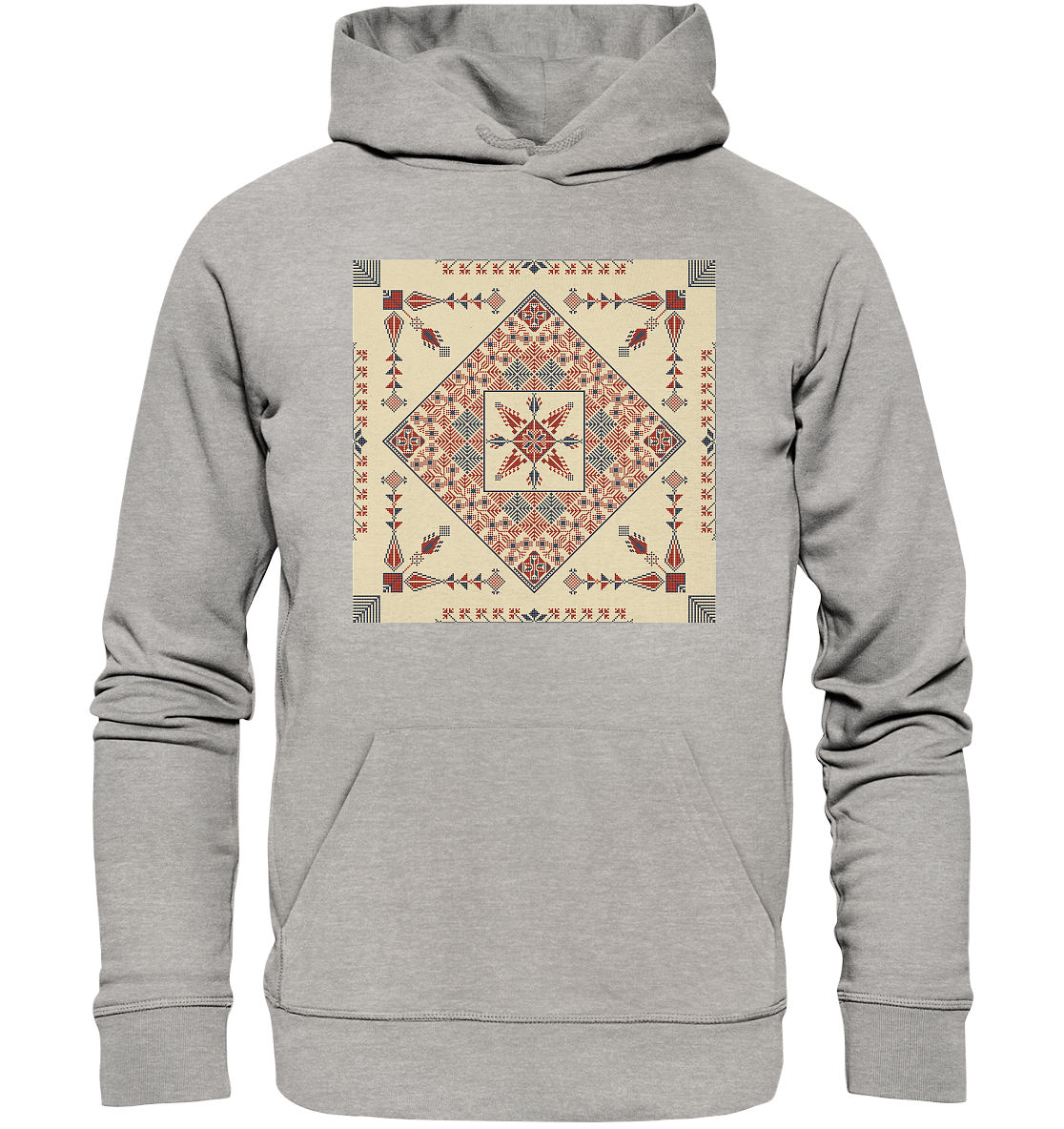 Natural and Red Pattern - Organic Hoodie