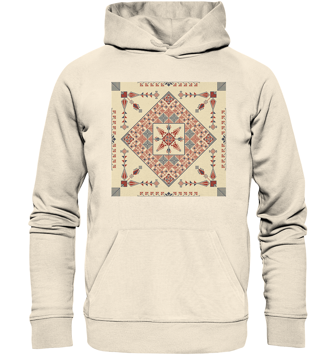 Natural and Red Pattern - Organic Hoodie