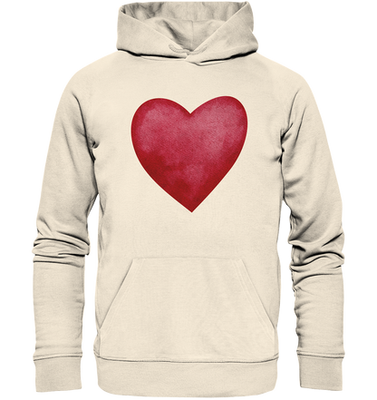 Watercolor red heart - Organic Hoodie