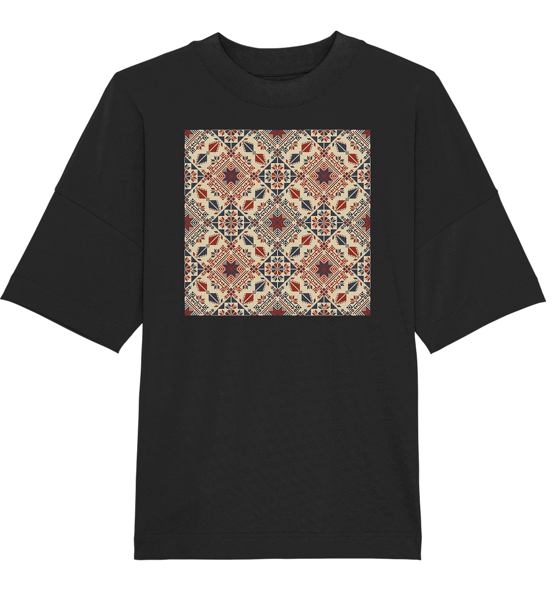 Red and Blue Circle Pattern - Oversized Unisex T-Shirt