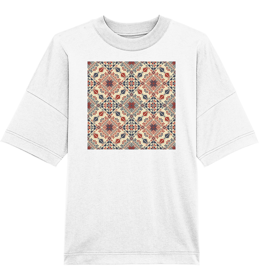 Red and Blue Circle Pattern - Oversized Unisex T-Shirt