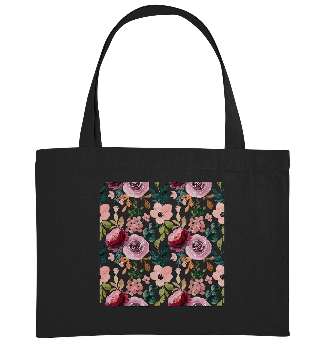 Blumenmuster Rosa Grün - Organic Shopping-Bag