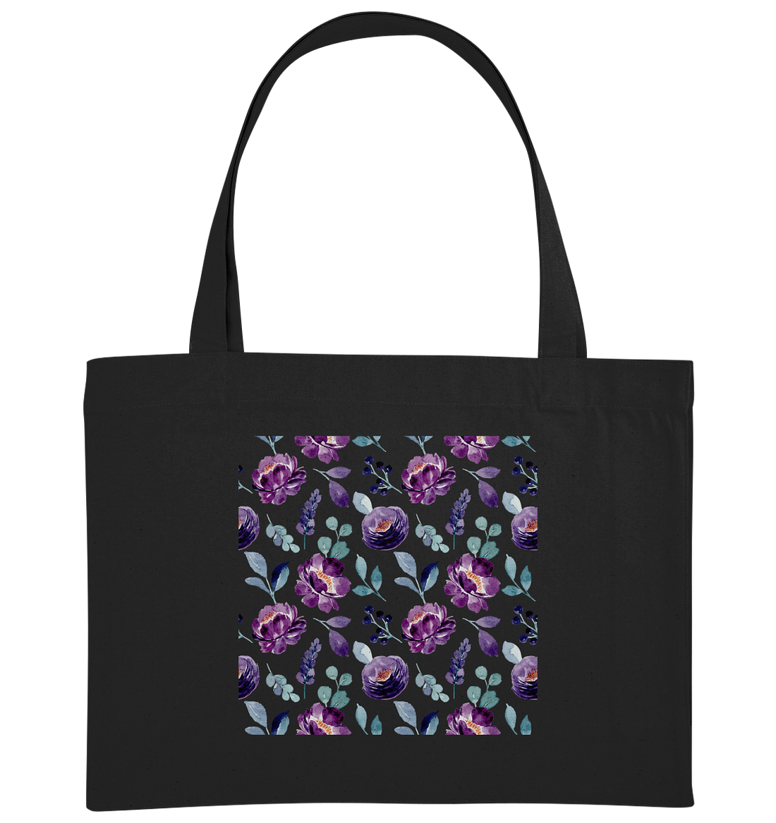 Blumenmuster Lila - Organic Shopping-Bag