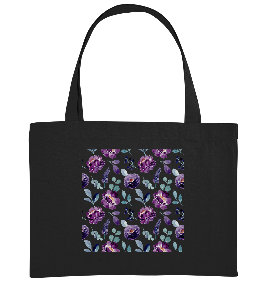 Blumenmuster Lila - Organic Shopping-Bag