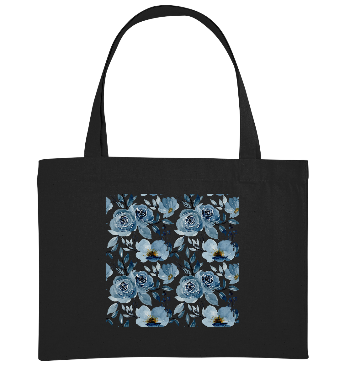Blumenmuster Blau - Organic Shopping-Bag