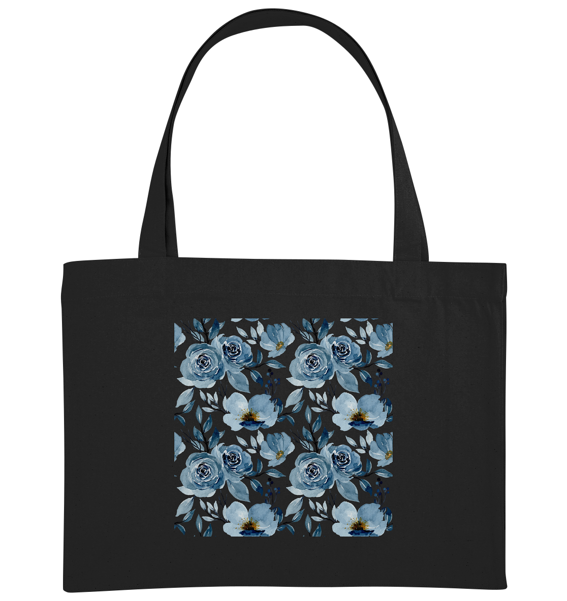 Blumenmuster Blau - Organic Shopping-Bag