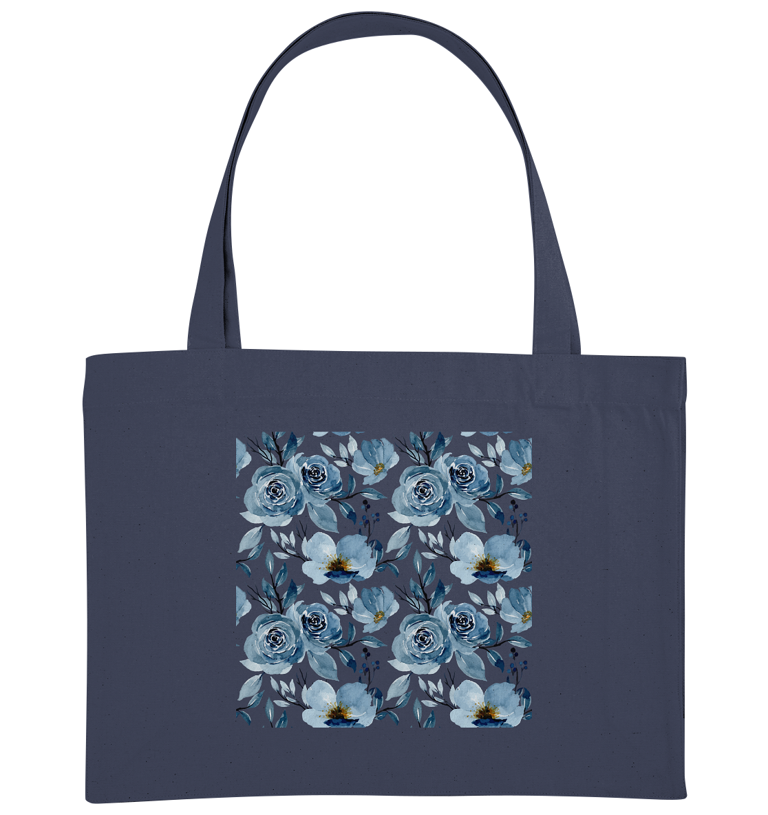 Blumenmuster Blau - Organic Shopping-Bag