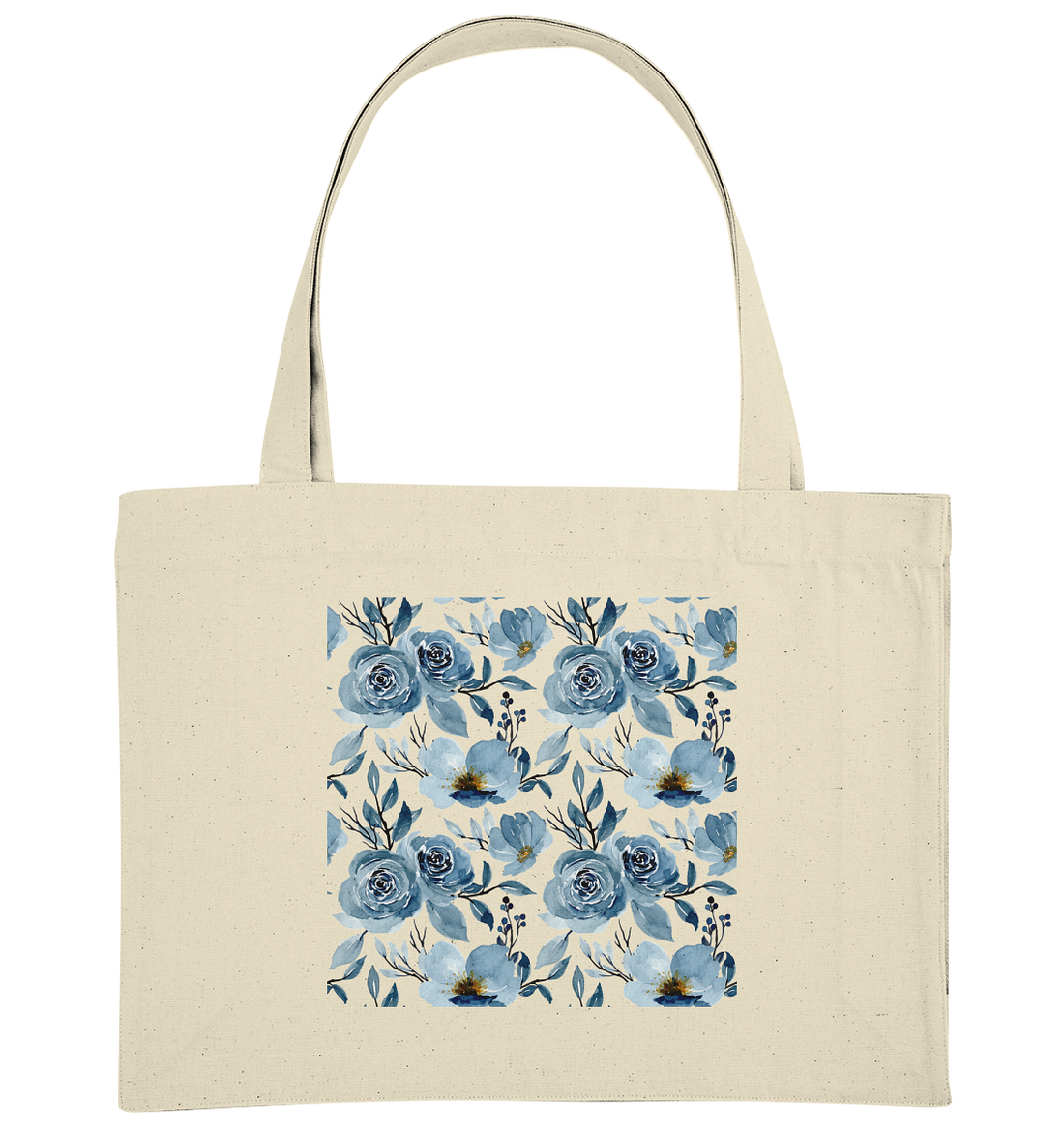 Blumenmuster Blau - Organic Shopping-Bag