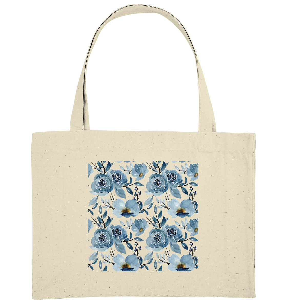 Blumenmuster Blau - Organic Shopping-Bag