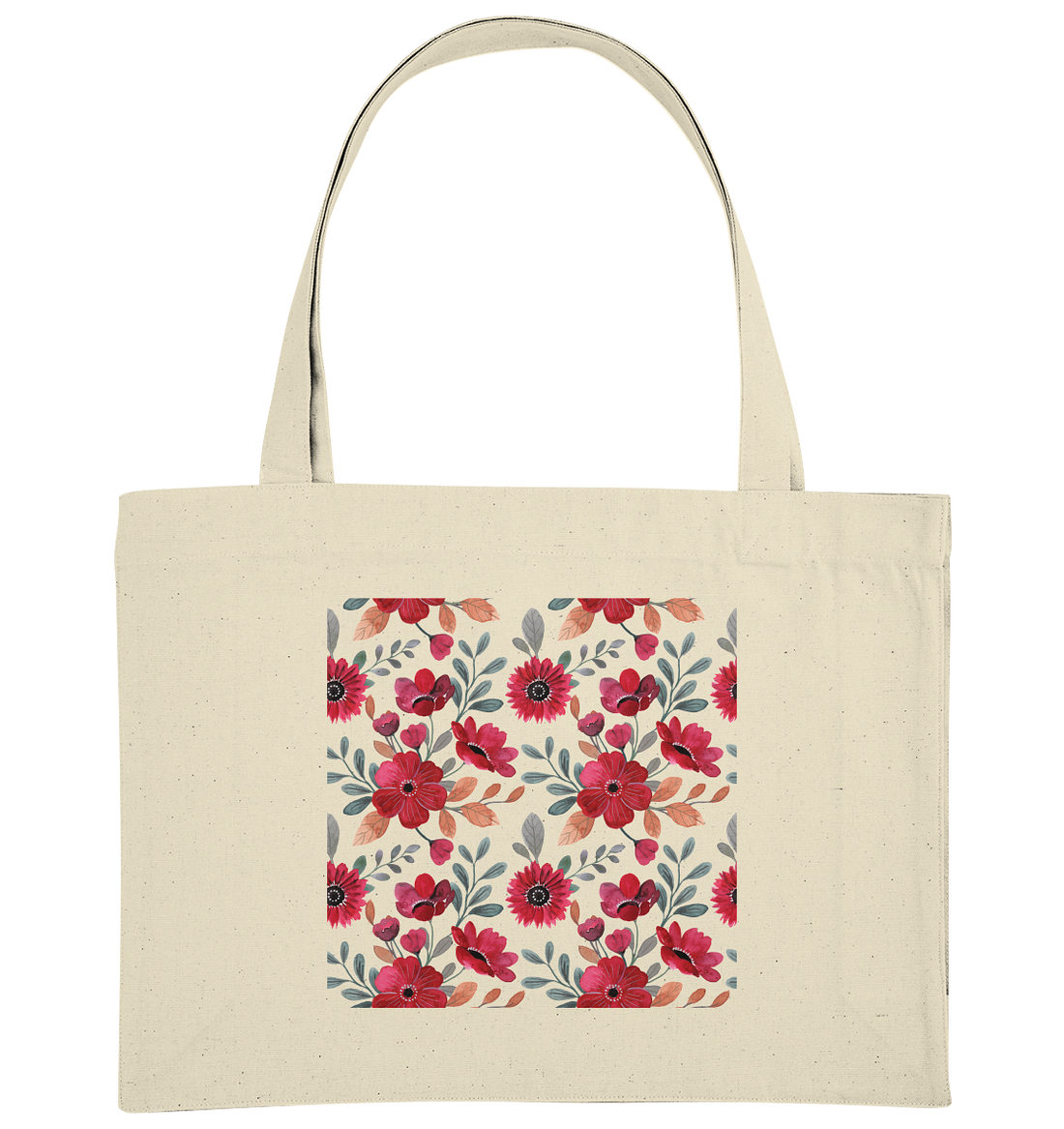 Blumenmuster Rot - Organic Shopping-Bag