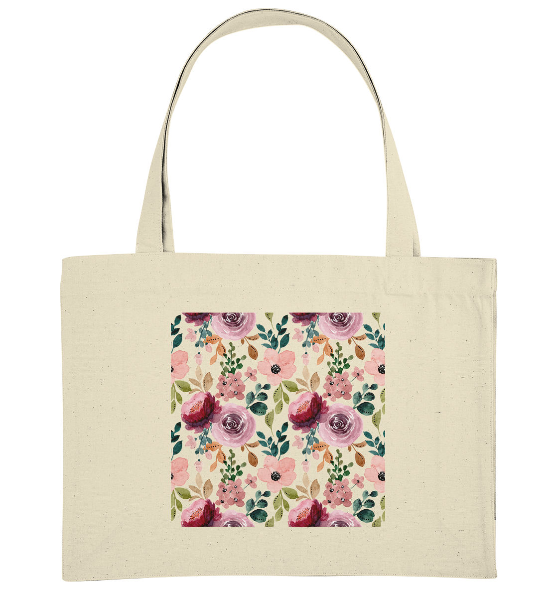 Blumenmuster Rosa Grün - Organic Shopping-Bag