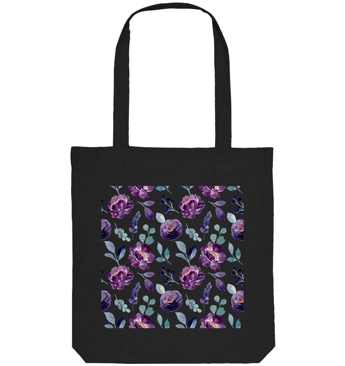 Blumenmuster Lila - Organic Tote-Bag