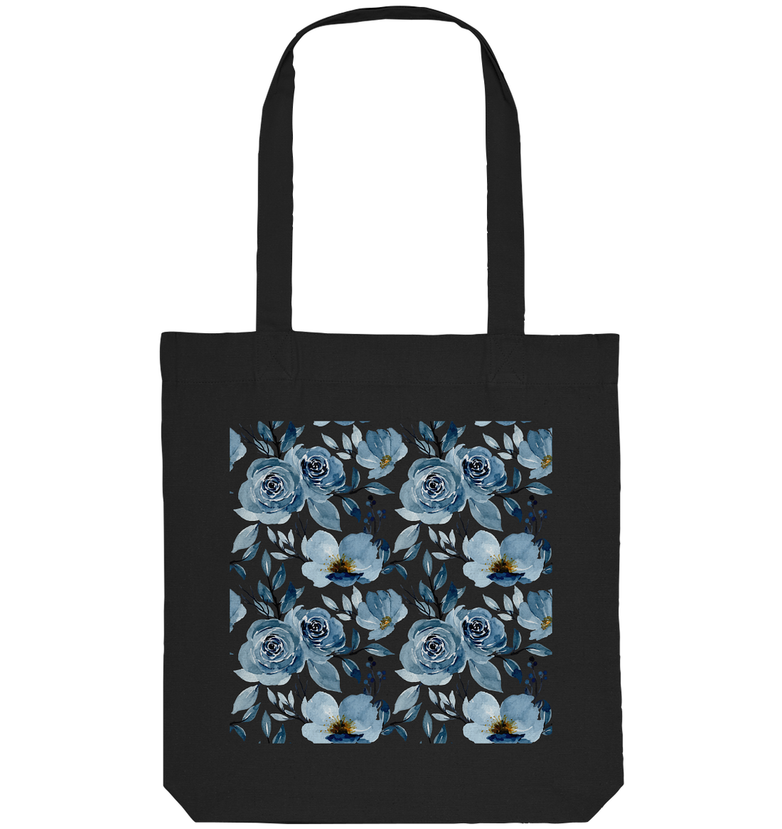 Blumenmuster Blau - Organic Tote-Bag