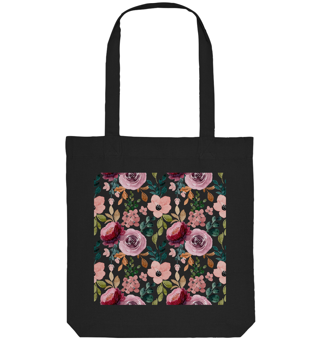 Blumenmuster Rosa Grün - Organic Tote-Bag