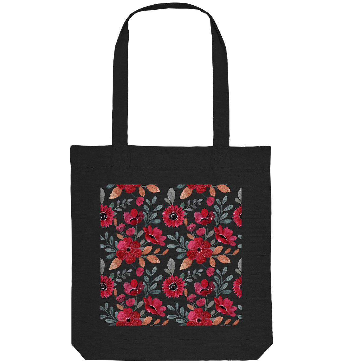 Blumenmuster Rot - Organic Tote-Bag