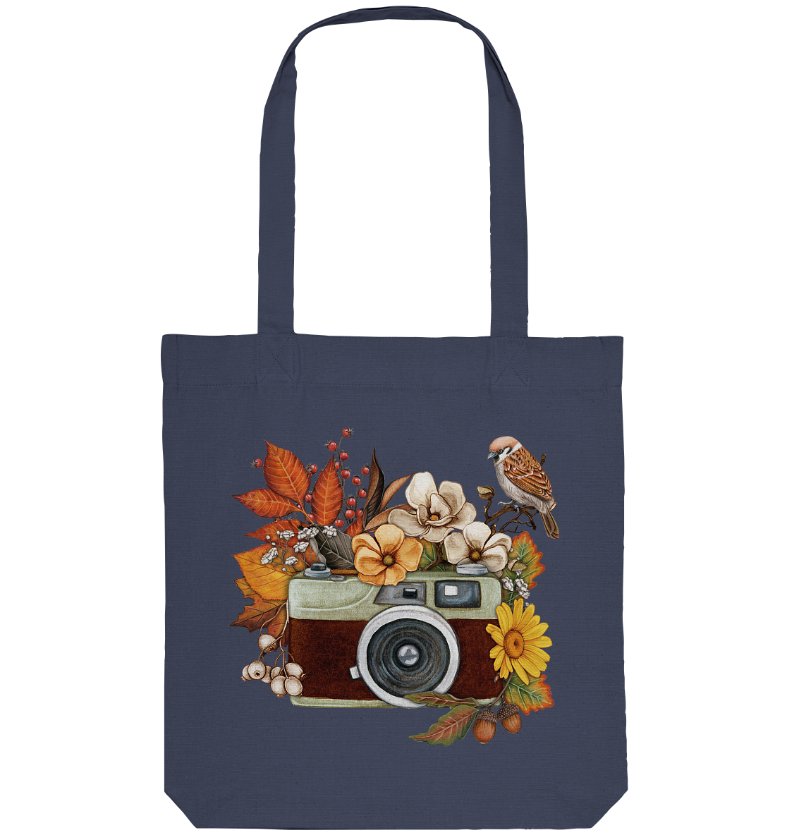 Watercolor Camera Flower Red - Organic Tote-Bag