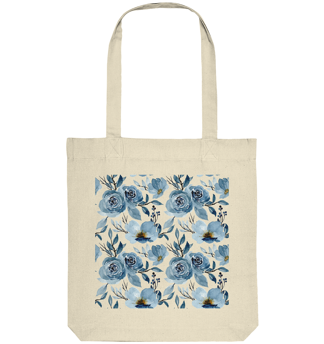 Blumenmuster Blau - Organic Tote-Bag