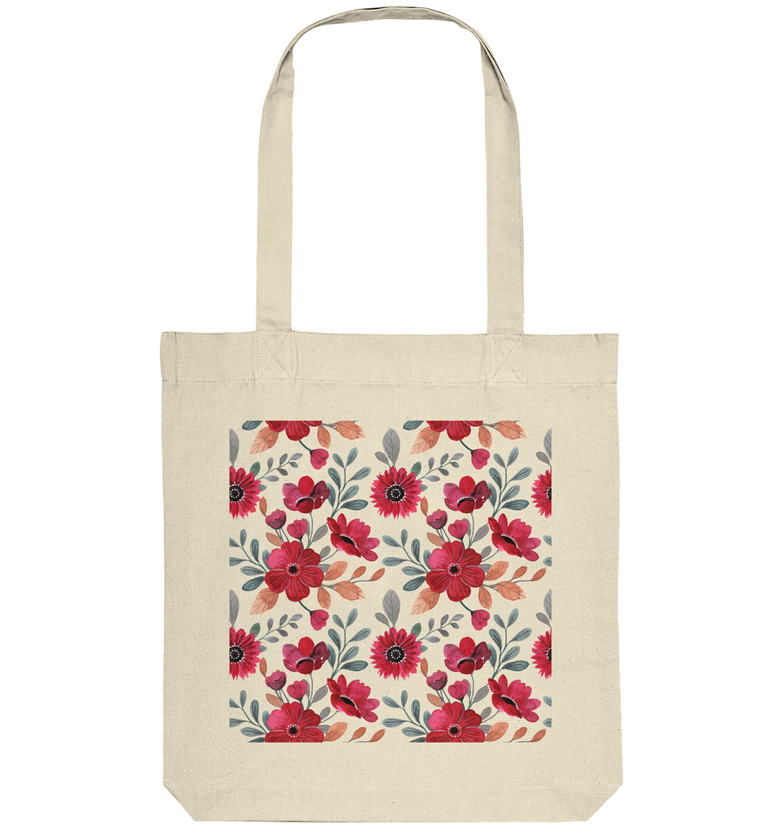 Blumenmuster Rot - Organic Tote-Bag